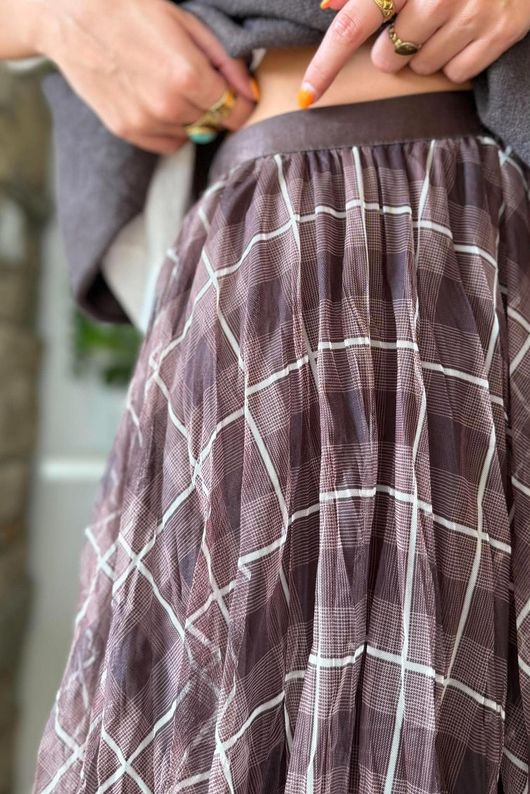 Fia Plaid Chiffon Skirt